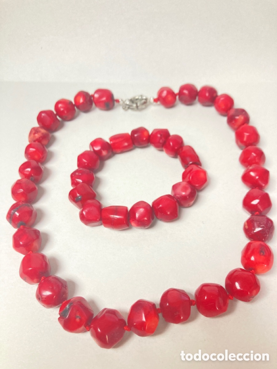 Gioielleria: Juego de gargantilla y pulsera de coralina/ tipo coral - coll03