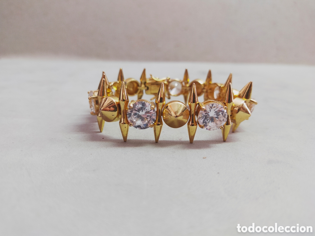 Joyeria: PULSERA EN METAL DORADO, FANTASIA, BISUTERIA. CRISTALES TALLADOS. NOIR.