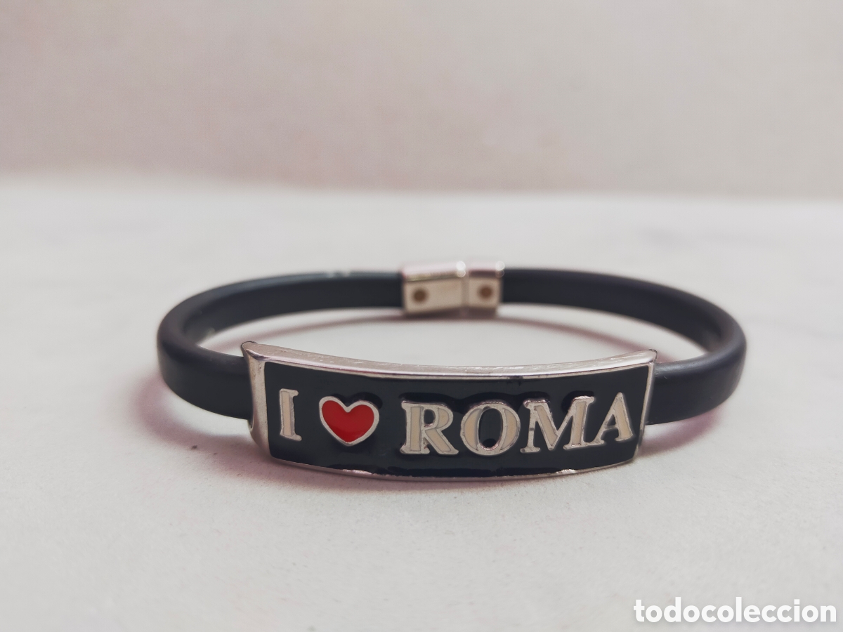 Joyeria: PULSERA DE CAUCHO Y METAL. I LOVE ROMA.