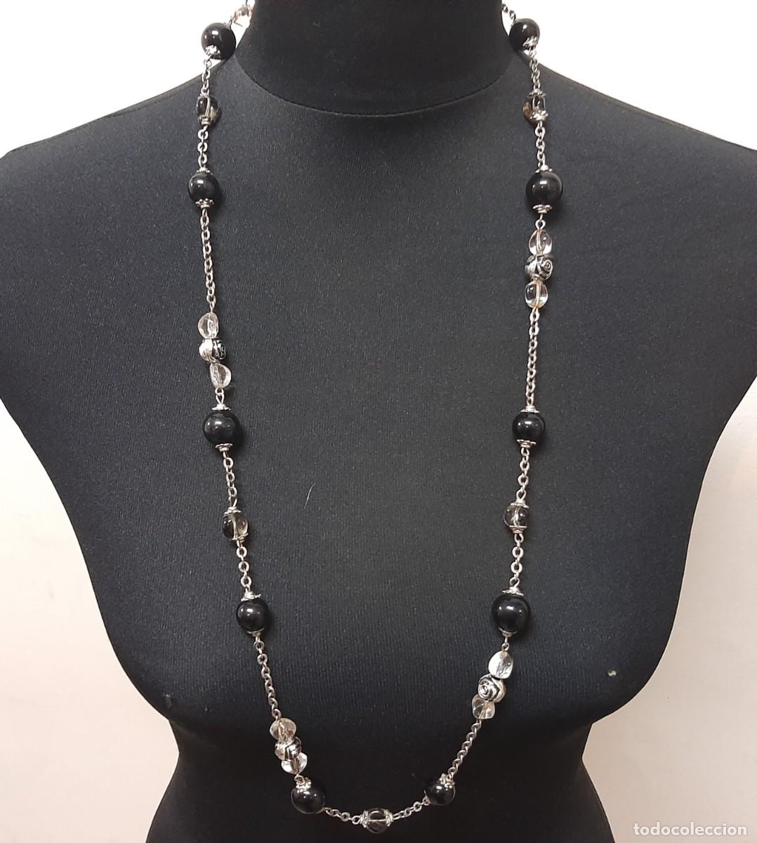 Joyeria: Collar vintage con cuentas negro, transparente y metal(2.3)
