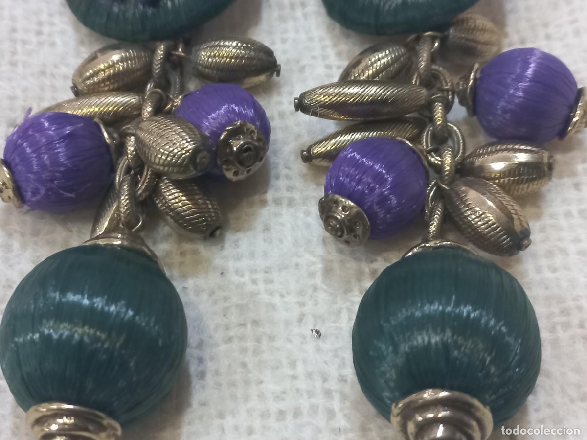Joyeria: PENDIENTES (RAFIA) morado-verde - Foto 4