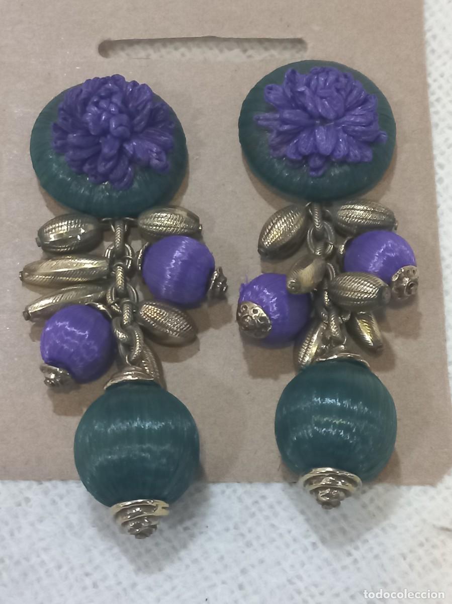 Joyeria: PENDIENTES (RAFIA) morado-verde - Foto 5