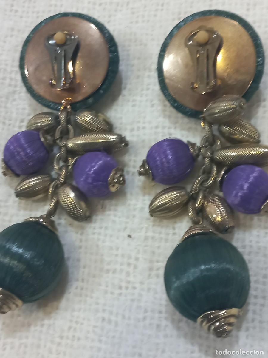 Joyeria: PENDIENTES (RAFIA) morado-verde - Foto 6