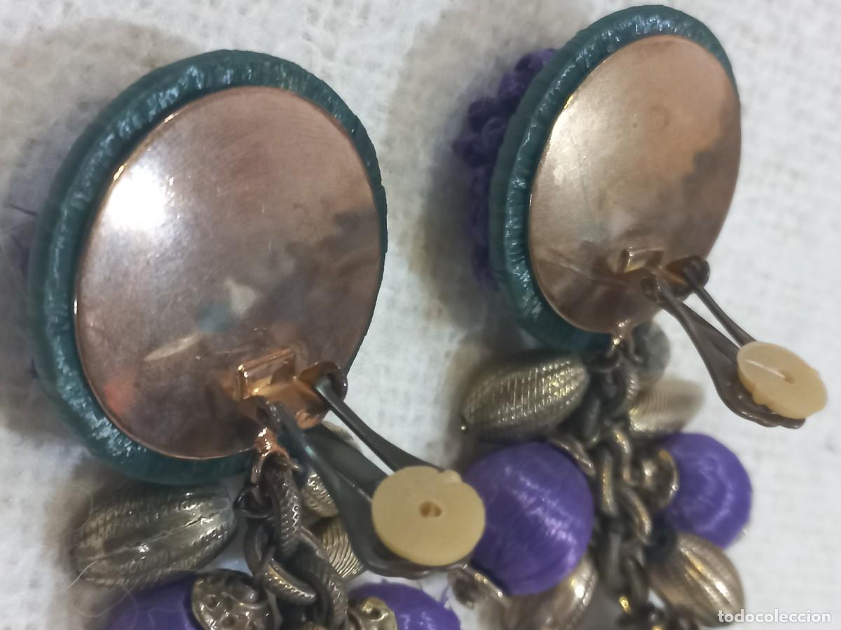 Joyeria: PENDIENTES (RAFIA) morado-verde - Foto 7