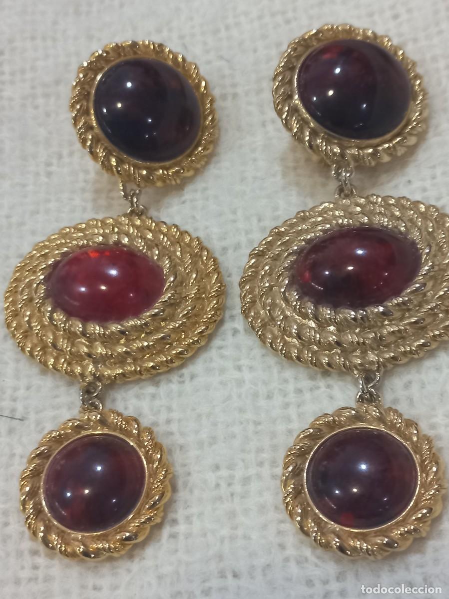 Joyeria: PENDIENTES (TRES ROSETONES-CORD&Oacute;N) granate - Foto 1