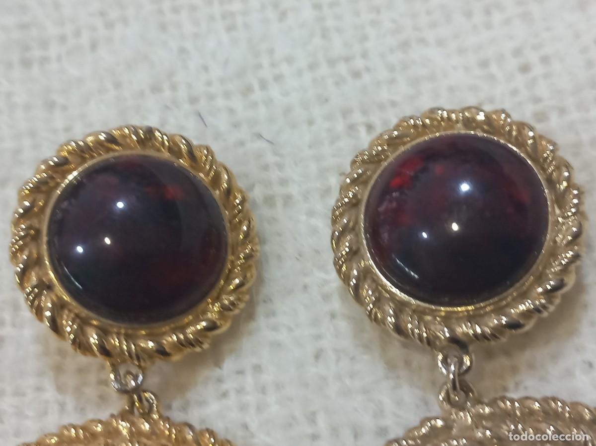 Joyeria: PENDIENTES (TRES ROSETONES-CORD&Oacute;N) granate - Foto 2