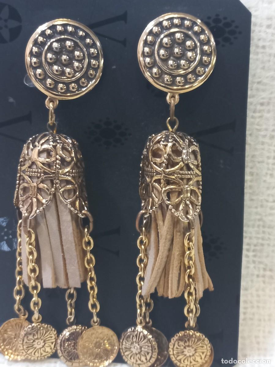 Joyeria: PENDIENTES (BORL&Oacute;N) piel-monedas - Foto 1