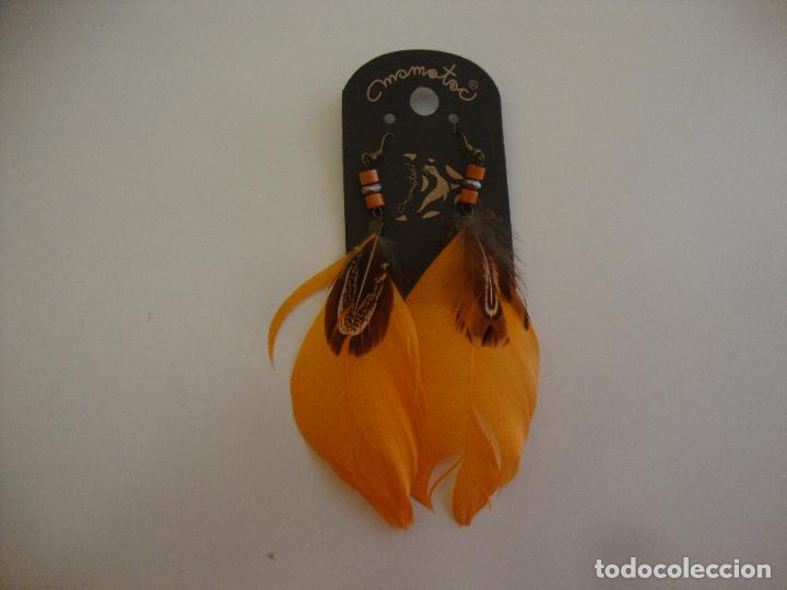 Joaillerie: PENDIENTES BISUTERIA PLUMA NARANJA