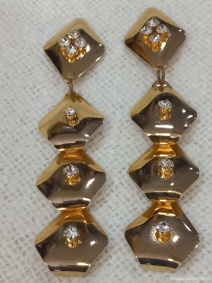 Joyeria: PENDIENTES SUPER-LARGOS (rombos) dorado-cristal - Foto 1