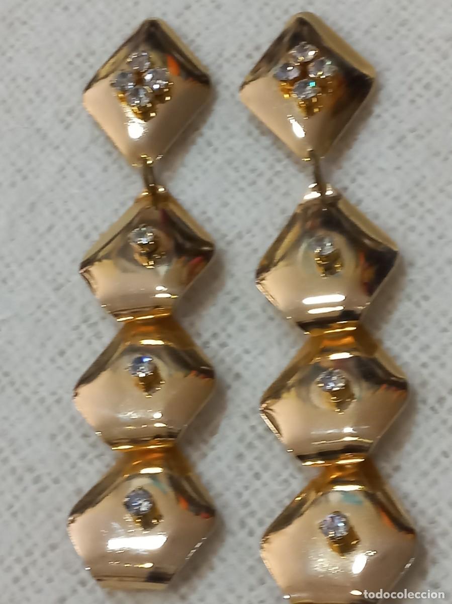 Joyeria: PENDIENTES SUPER-LARGOS (rombos) dorado-cristal - Foto 2