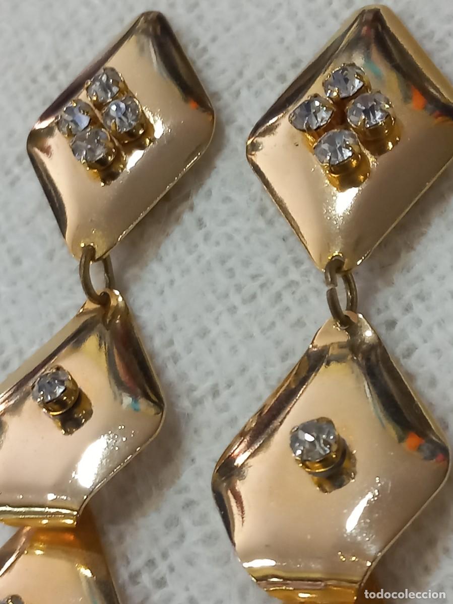Joyeria: PENDIENTES SUPER-LARGOS (rombos) dorado-cristal - Foto 3