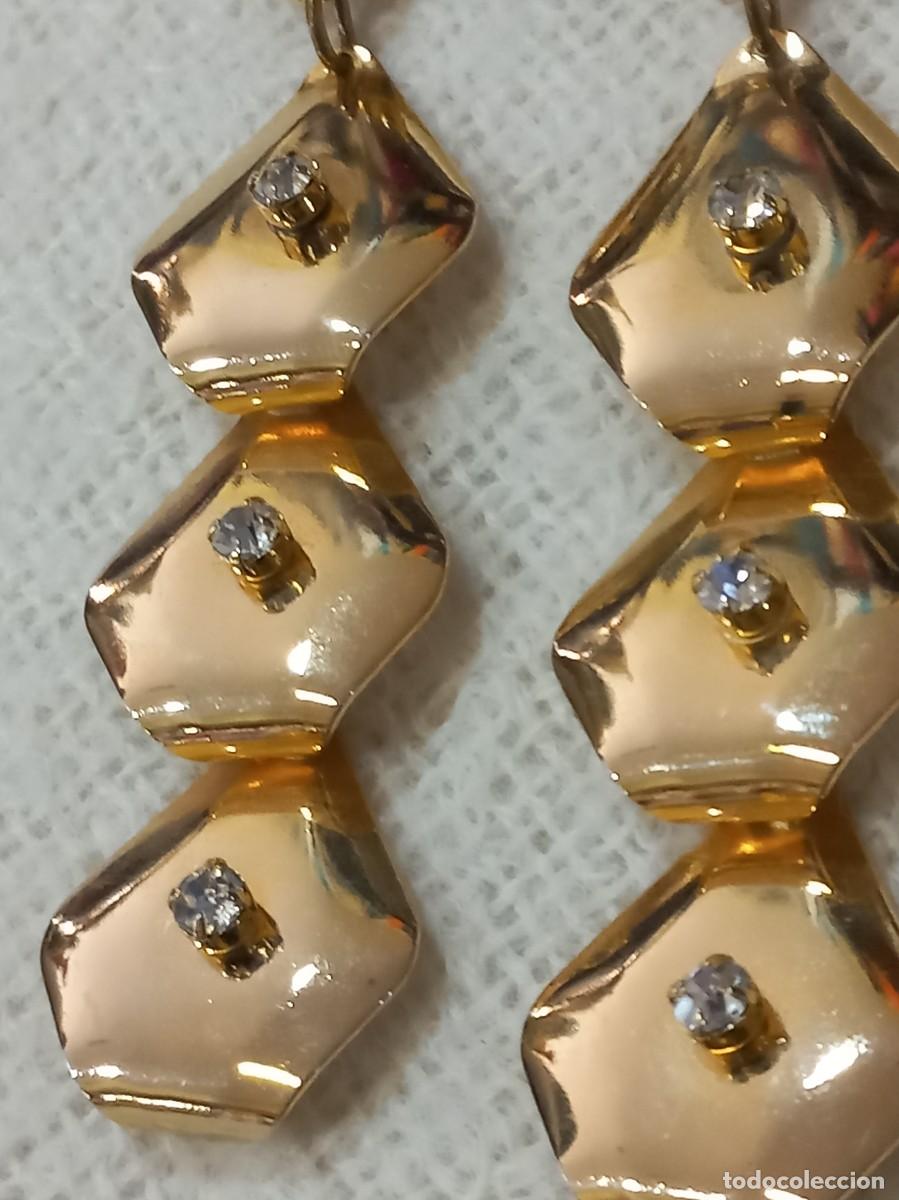 Joyeria: PENDIENTES SUPER-LARGOS (rombos) dorado-cristal - Foto 4