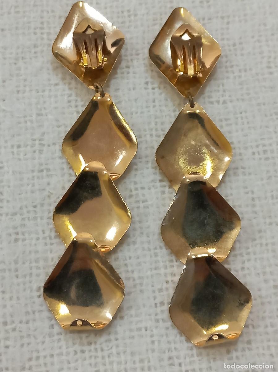 Joyeria: PENDIENTES SUPER-LARGOS (rombos) dorado-cristal - Foto 6