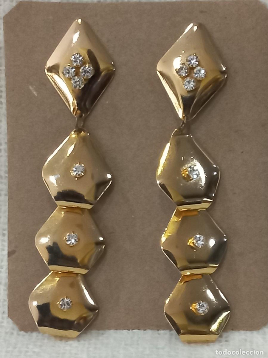 Joyeria: PENDIENTES SUPER-LARGOS (rombos) dorado-cristal - Foto 8