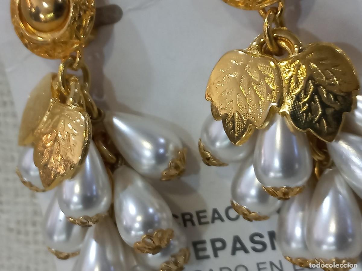 Joyeria: PENDIENTES RACIMO (Perlas ovaladas-hojas) - Foto 3