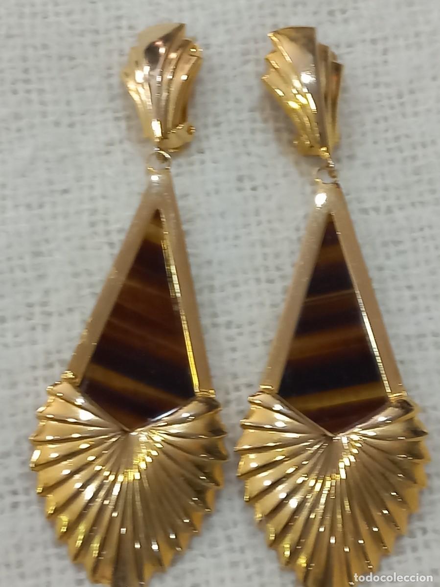 Joyeria: PENDIENTES -HOJA plana-rayada (concha) - Foto 1