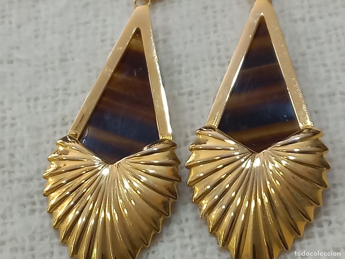 Joyeria: PENDIENTES -HOJA plana-rayada (concha) - Foto 3