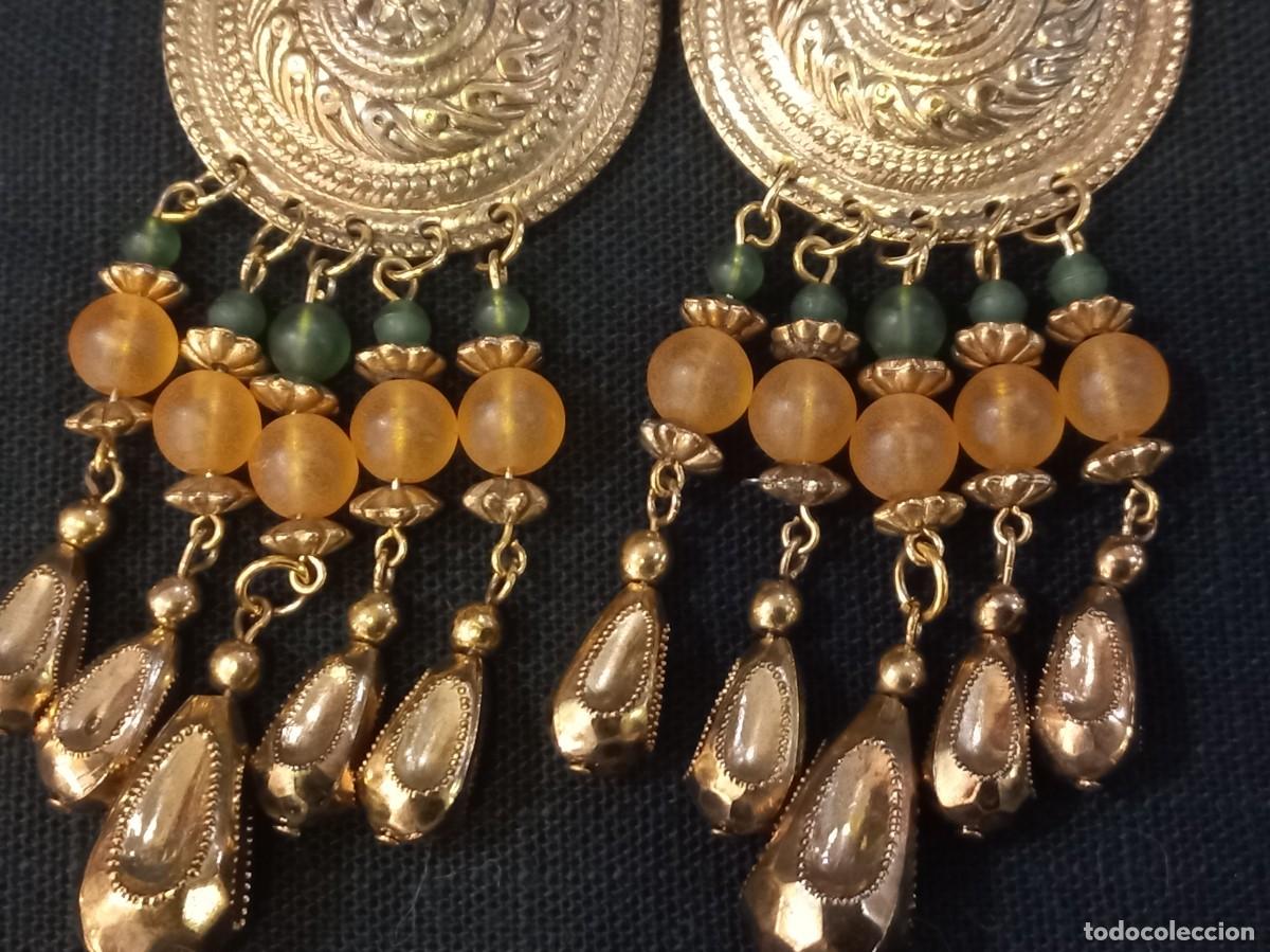 Joyeria: PENDIENTES (dos plafones) cascada-verde-naranja (mate) - Foto 4