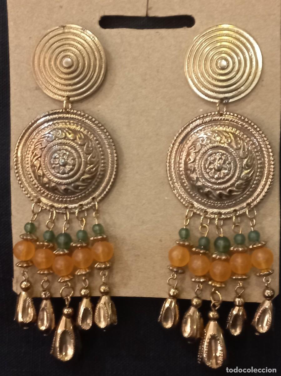 Joyeria: PENDIENTES (dos plafones) cascada-verde-naranja (mate) - Foto 5
