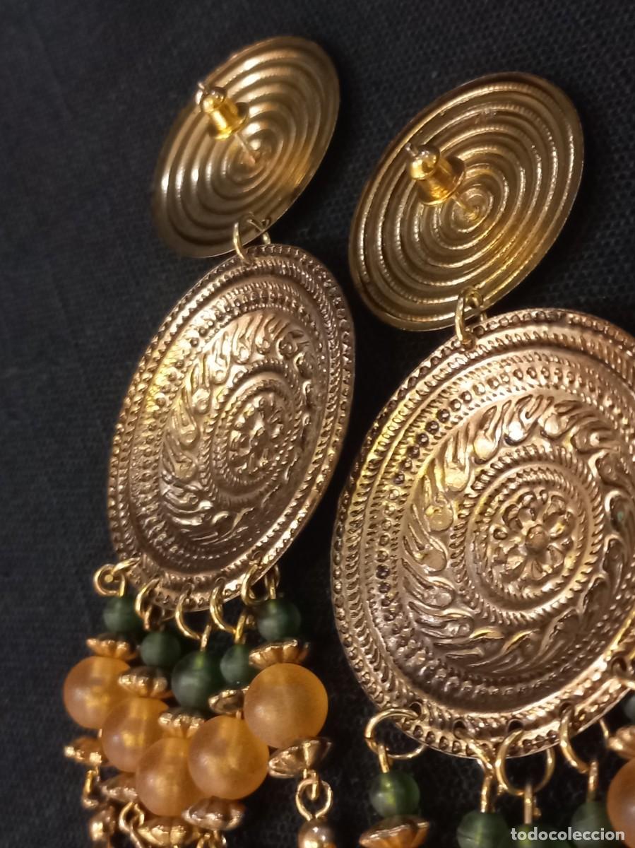 Joyeria: PENDIENTES (dos plafones) cascada-verde-naranja (mate) - Foto 6