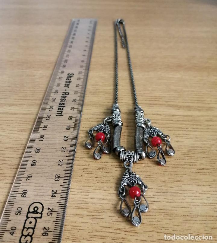 Joyeria: COLLAR PLATEADO MORUNO, CON ADORNOS ROJOS. - Foto 6