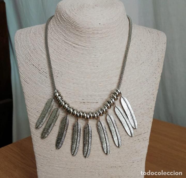 Joyeria: COLLAR PLATEADO CON COLGANTES FORMA DE PLUMAS. - Foto 4