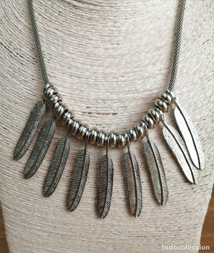 Joyeria: COLLAR PLATEADO CON COLGANTES FORMA DE PLUMAS. - Foto 6