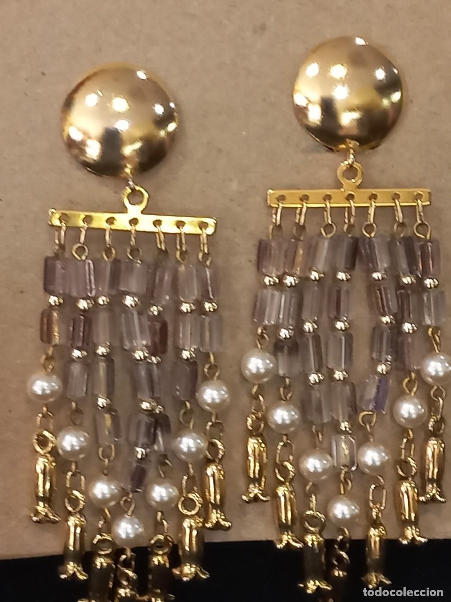 Joyeria: PENDIENTES (CASCADA-RECTA) cristal malva y perlas - Foto 2