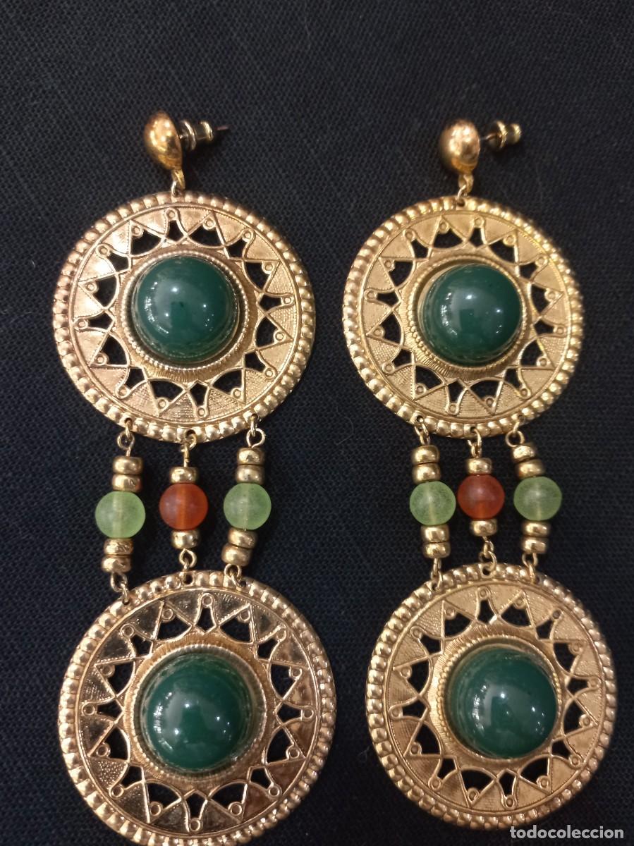Joyeria: PENDIENTES-ISABELINOS (super largos) dos rosetones-verde - Foto 1