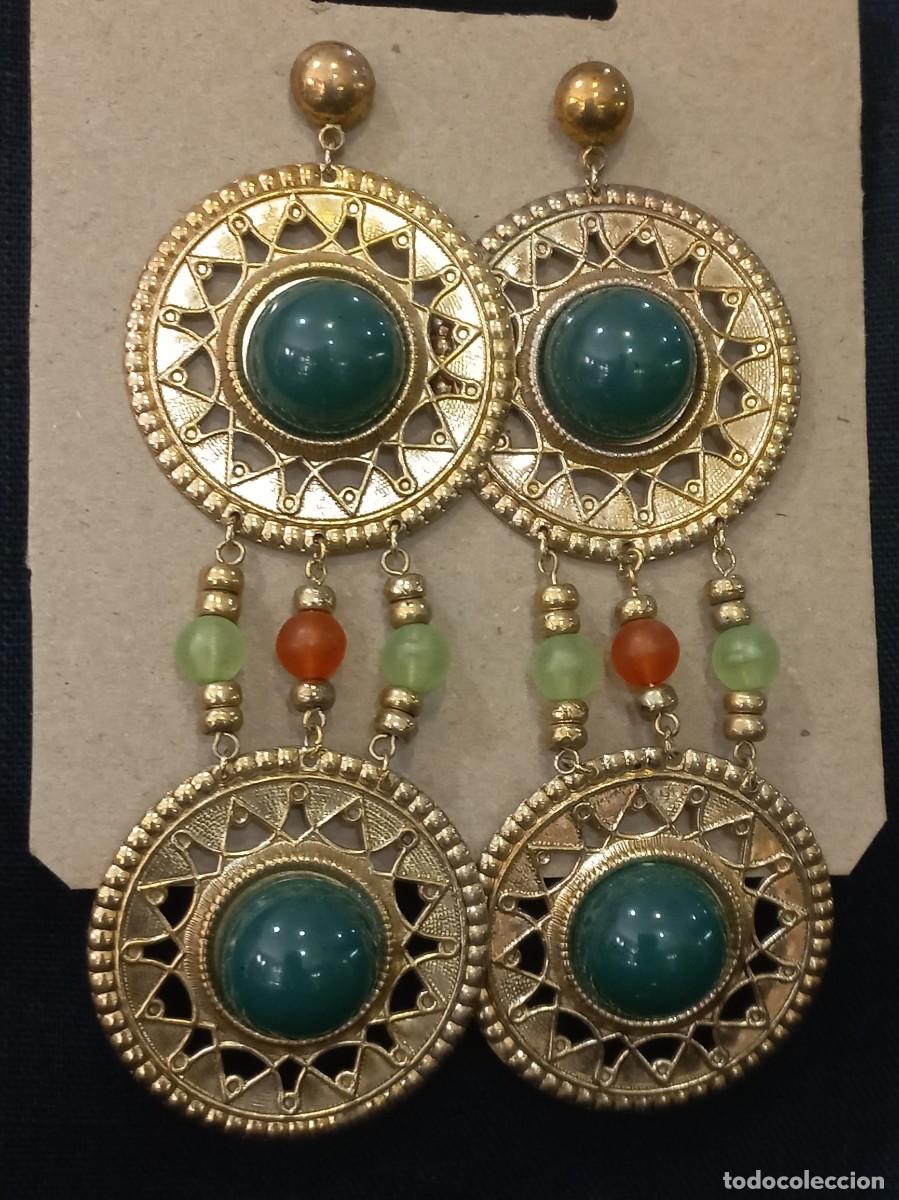 Joyeria: PENDIENTES-ISABELINOS (super largos) dos rosetones-verde - Foto 2
