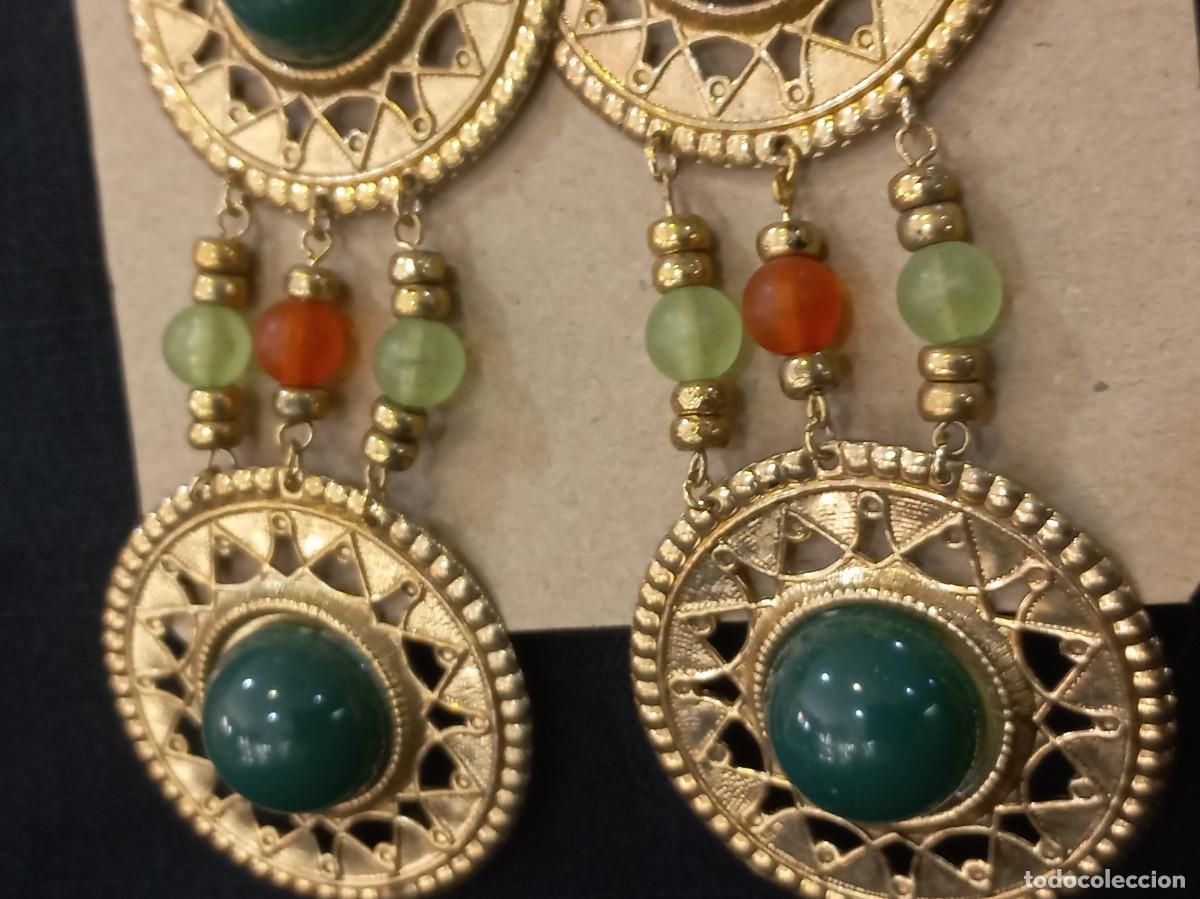 Joyeria: PENDIENTES-ISABELINOS (super largos) dos rosetones-verde - Foto 4