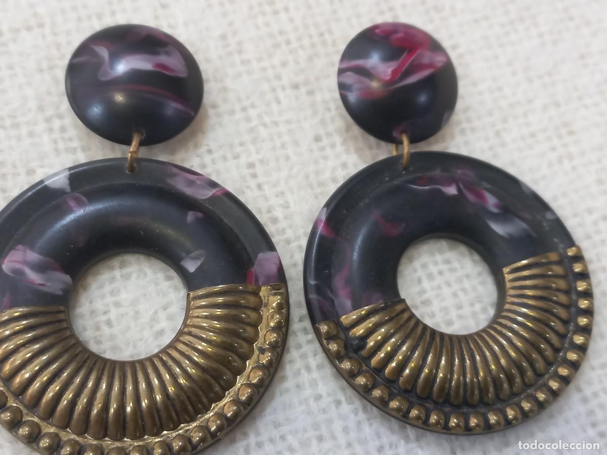 Joyeria: PENDIENTES (ARILLA) pasta-morado-lat&oacute;n - Foto 1