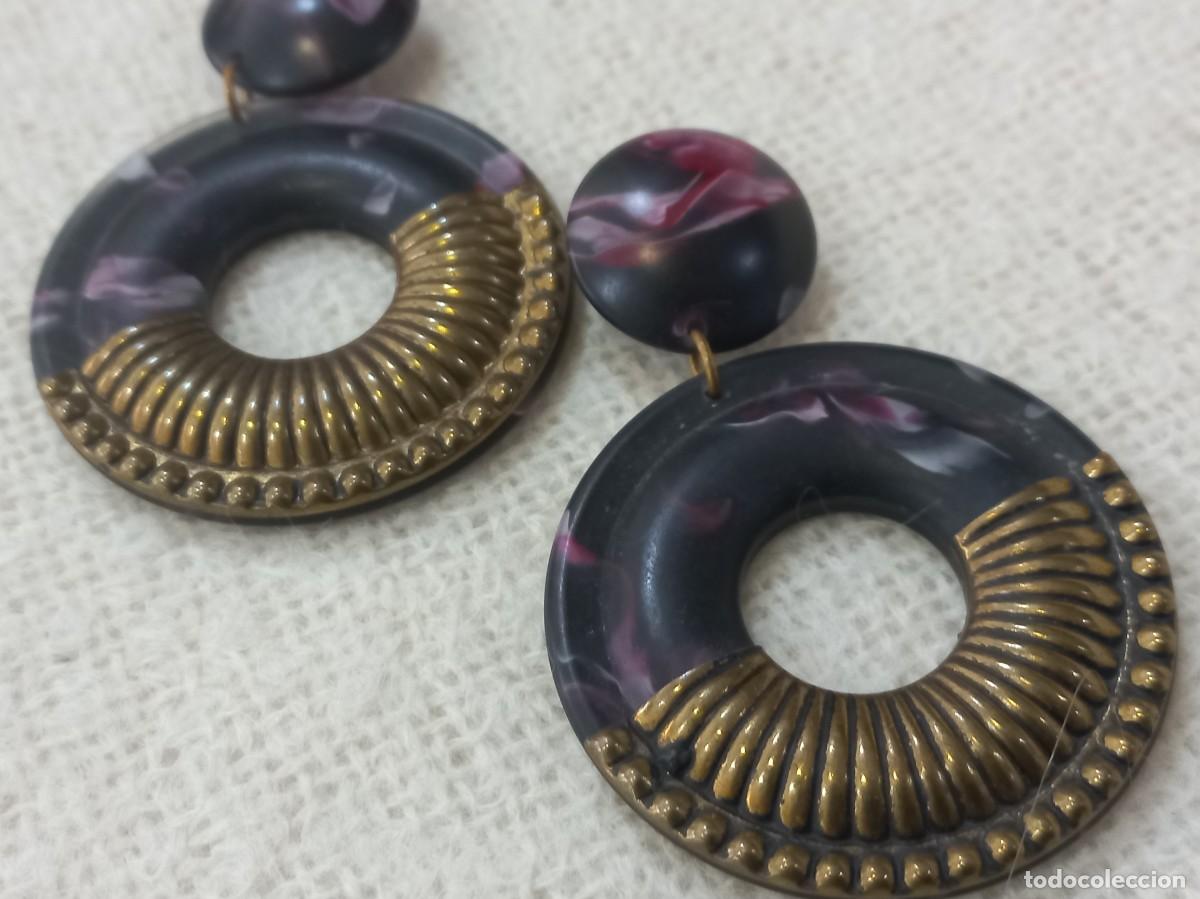 Joyeria: PENDIENTES (ARILLA) pasta-morado-lat&oacute;n - Foto 2