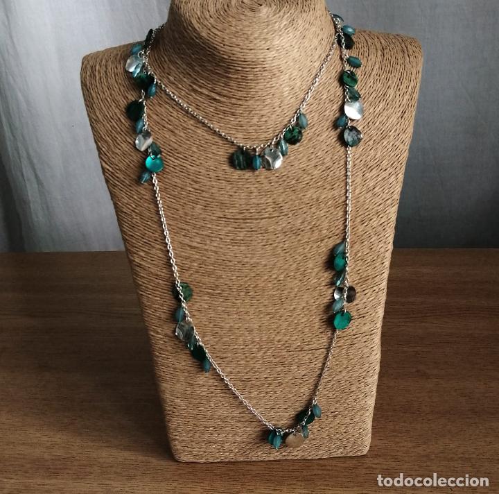 Joyeria: COLLAR, CADENA LARGA PLATEADA CON N&Aacute;CAR AZUL. - Foto 3