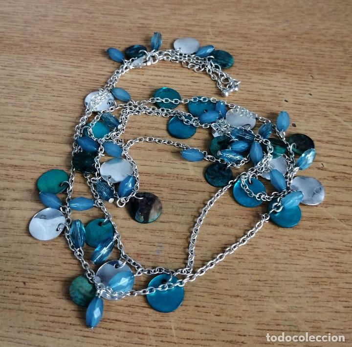 Joyeria: COLLAR, CADENA LARGA PLATEADA CON N&Aacute;CAR AZUL. - Foto 4