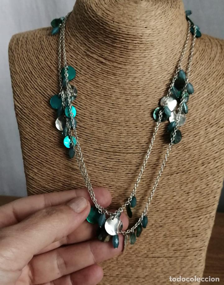 Joyeria: COLLAR, CADENA LARGA PLATEADA CON N&Aacute;CAR AZUL. - Foto 1