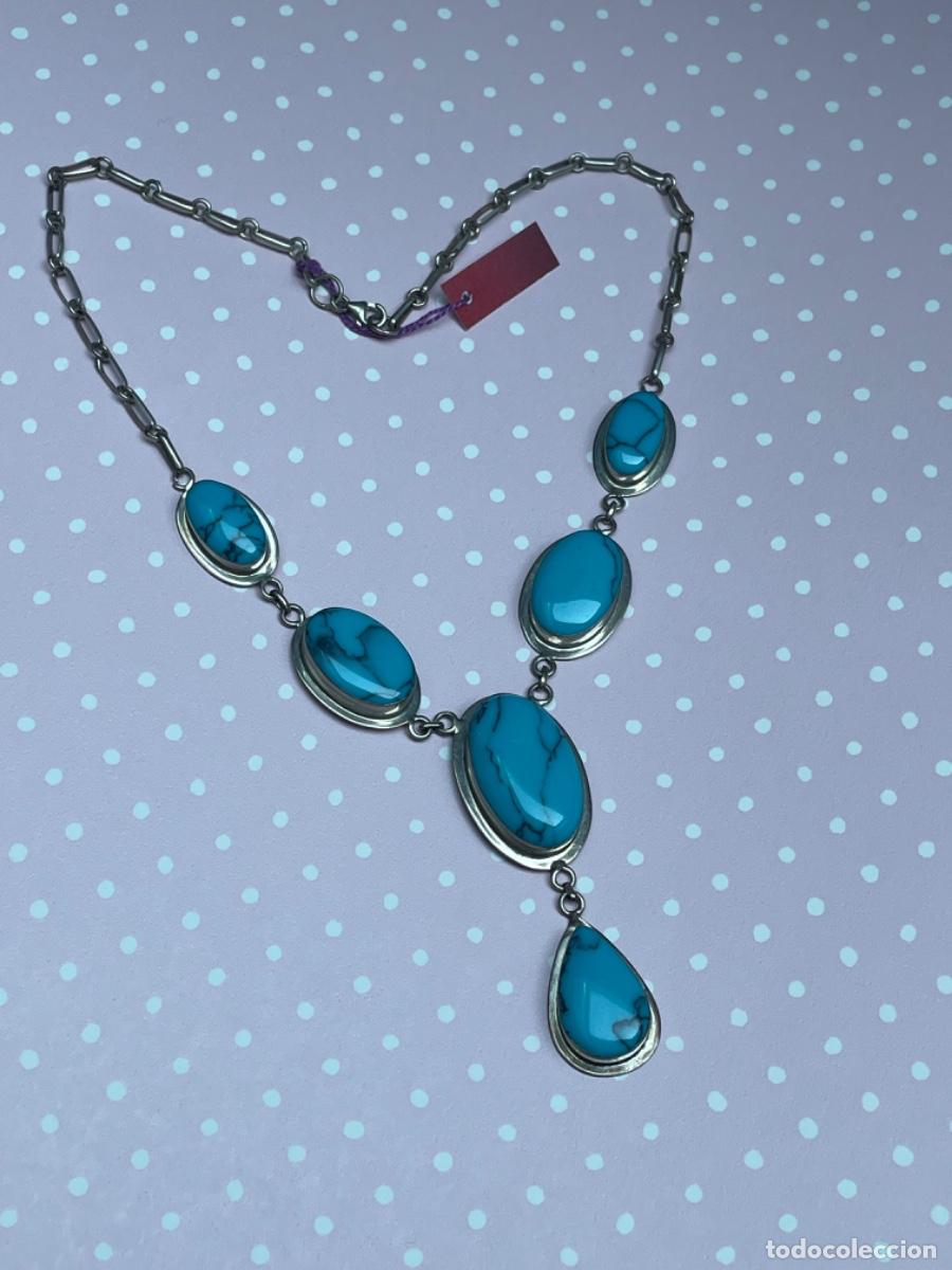 Joyeria: COLLAR GARGANTILLA PLATA Y TURQUESA SINTETICA - Foto 4
