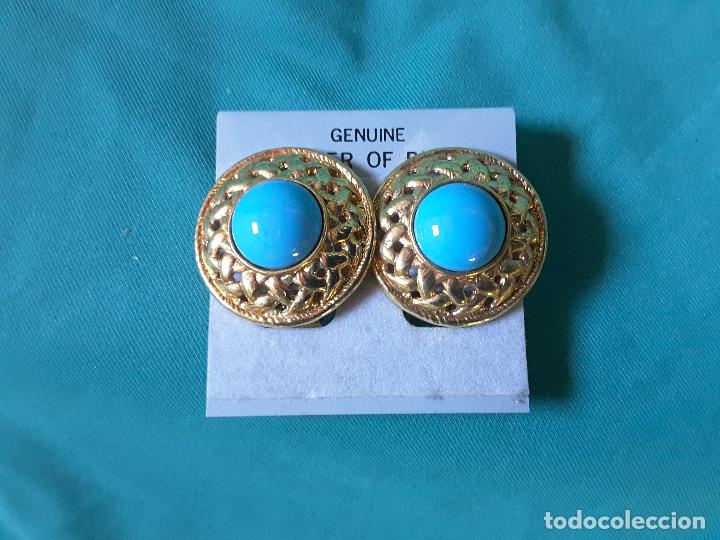 Joyeria: Pendientes bot&oacute;n, &aacute;gatas azules - Foto 1