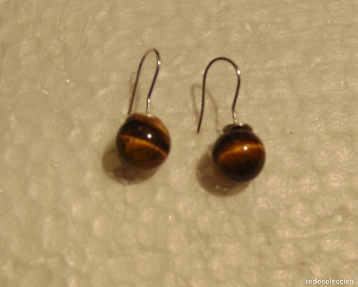 Schmuck: PENDIENTES DE GANCHO CON BOLA OJO DE TIGRE DE 9 &oacute; 10 MM APROX - LARGO TOTAL 2,2 CM