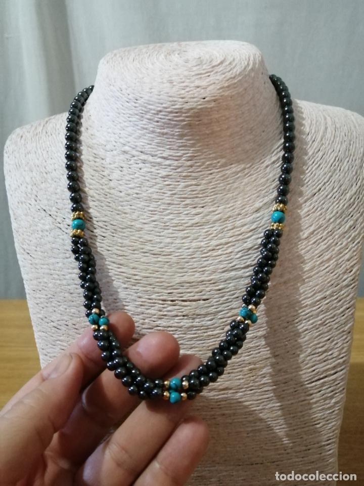 Joyeria: COLLAR DE HEMAT&Iacute;ES O CRISTAL CON TURQUESAS. - Foto 5