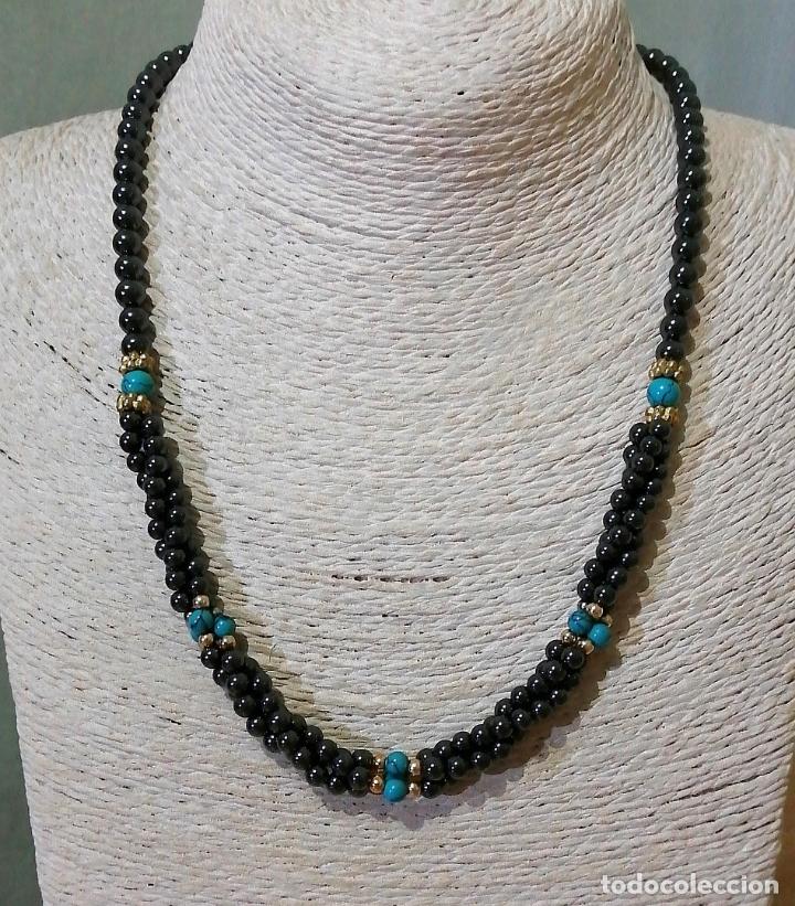 Joyeria: COLLAR DE HEMAT&Iacute;ES O CRISTAL CON TURQUESAS. - Foto 8