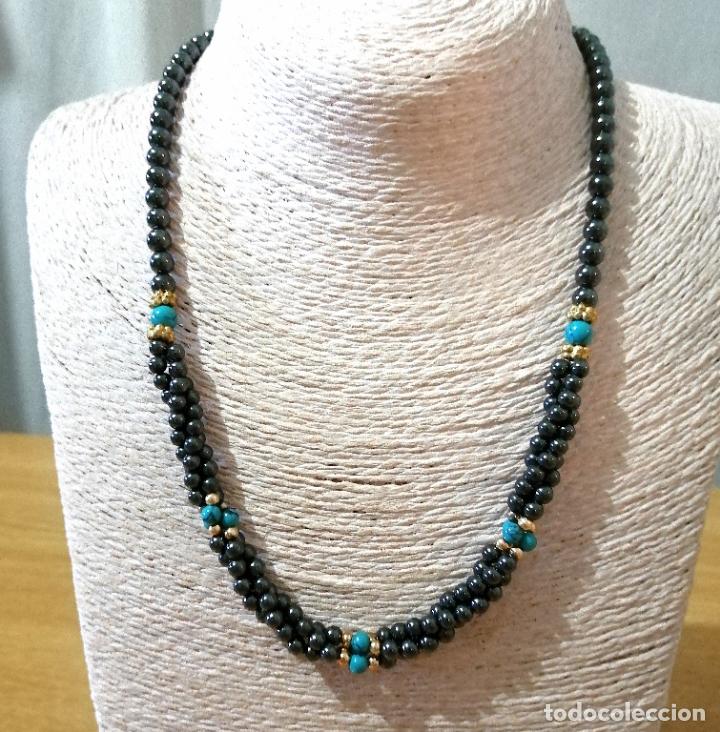 Joyeria: COLLAR DE HEMAT&Iacute;ES O CRISTAL CON TURQUESAS. - Foto 1