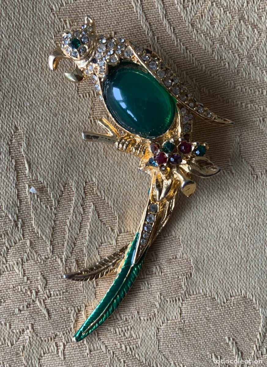Joyeria: BROCHE VINTAGE PAJARO TROPICAL VERDE - Foto 1