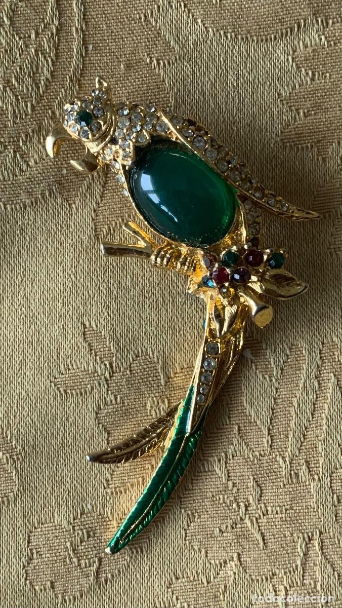 Joyeria: BROCHE VINTAGE PAJARO TROPICAL VERDE - Foto 2