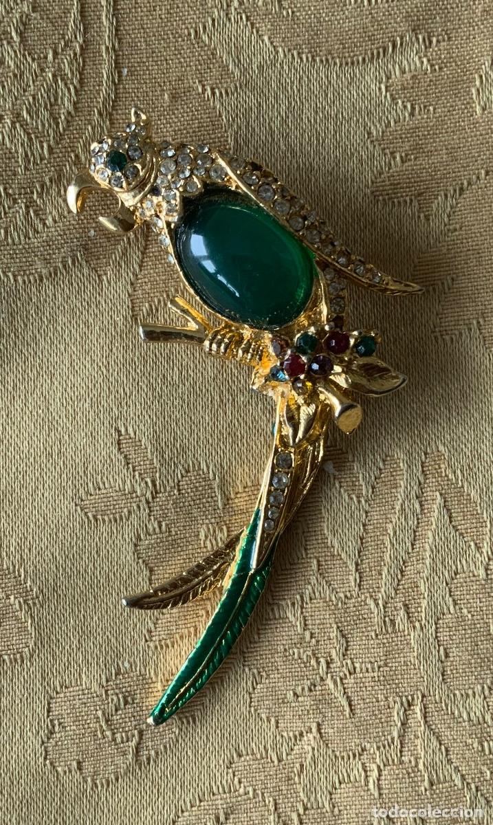 Joyeria: BROCHE VINTAGE PAJARO TROPICAL VERDE - Foto 4