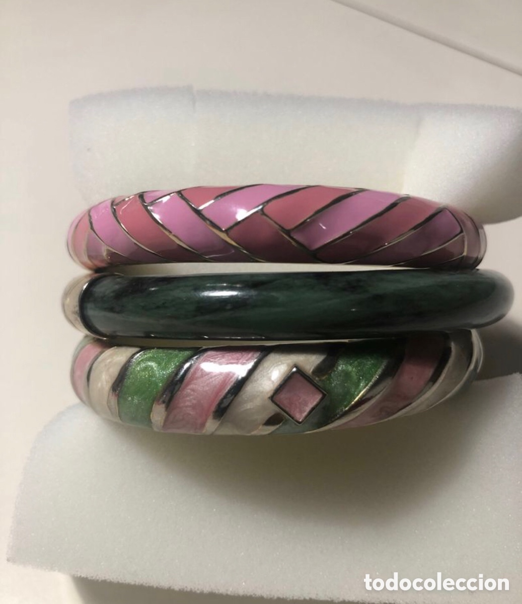 Joyeria: Lote dos pulseras r&iacute;gidas esmaltadas. ASM - Foto 5