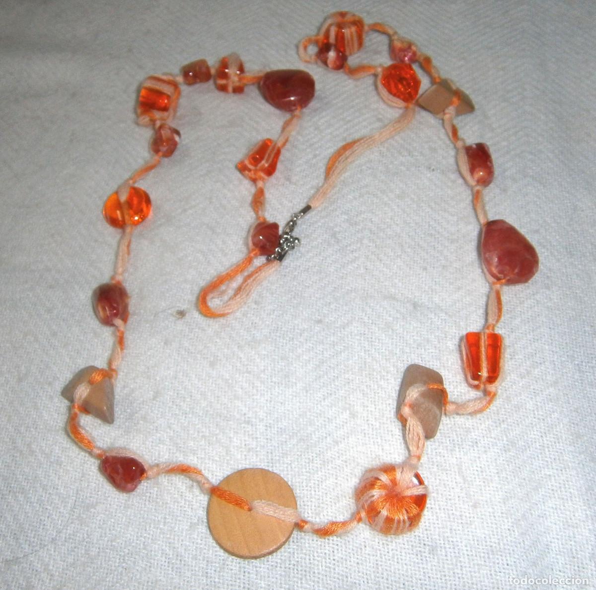 Schmuck: collar largo piedras naranjadas 110 cm de largo