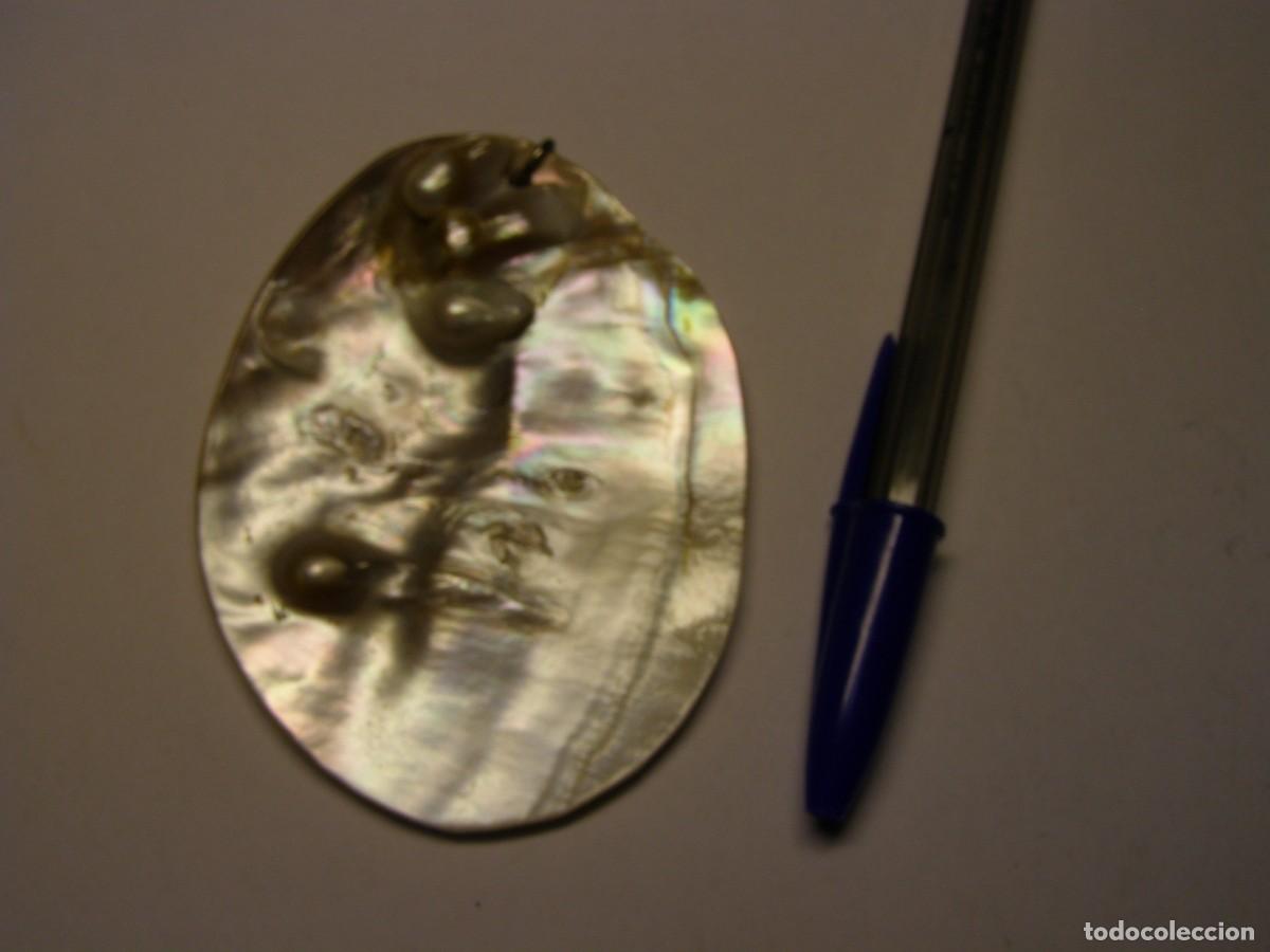 Joaillerie: Bonito colgante para collar, con est&eacute;tico trozo de concha con perlas naturales.