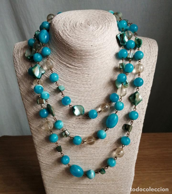 Joyeria: COLLAR LARGO CUENTAS Azules, N&Aacute;CAR, CONCHA. - Foto 1