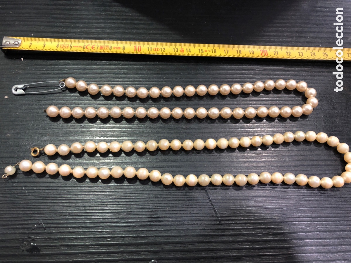 Joyeria: Lote de 2 collares con perlas de imitacion (L92) - Foto 1